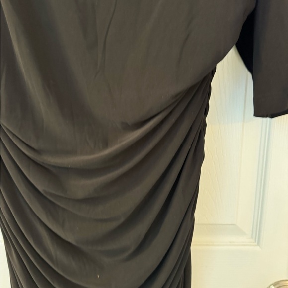 Adrianna papell black beaded 3/4 Sleeve  Evening Bodycon Dress Stretchy 16 - Picture 3 of 15